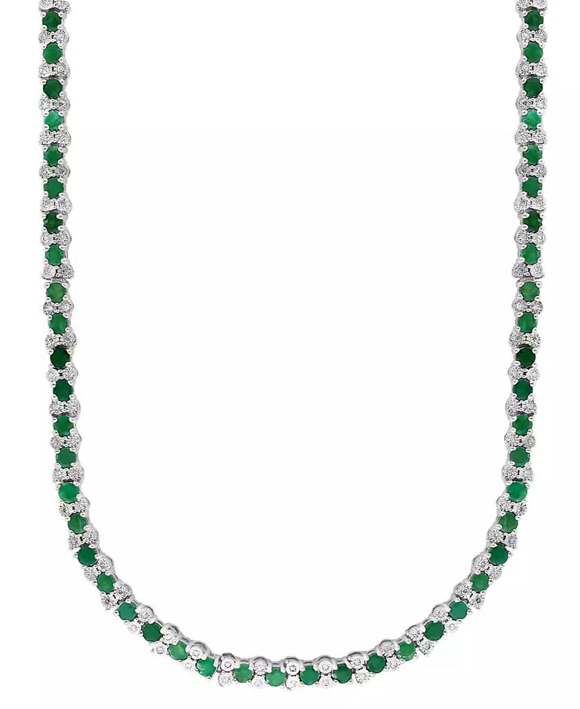 Effy EFFY® Emerald (7-5/8 ct. t.w.) & Diamond (7/8 ct. t.w.) 18" Collar Necklace in Sterling Silver