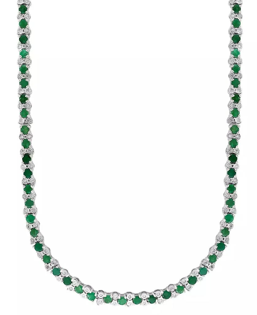 EFFY Collection EFFY® Emerald (7-5/8 ct. t.w.) & Diamond (7/8 ct. t.w.) 18" Collar Necklace in Sterling Silver 1