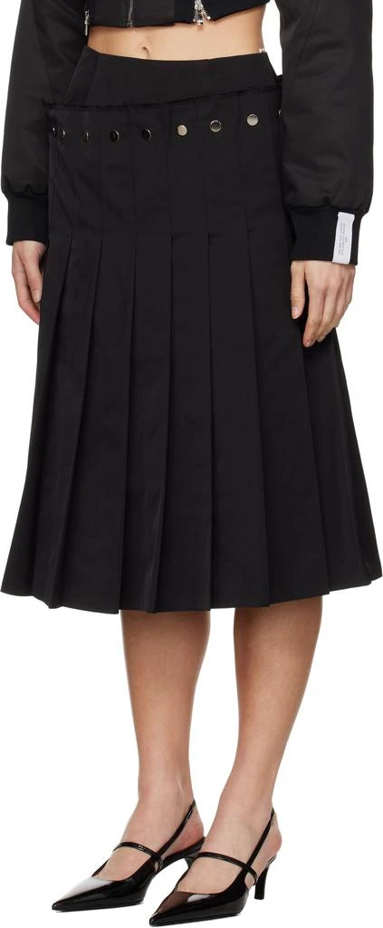 Rokh Black Double Layered Pleated Midi Skirt 4