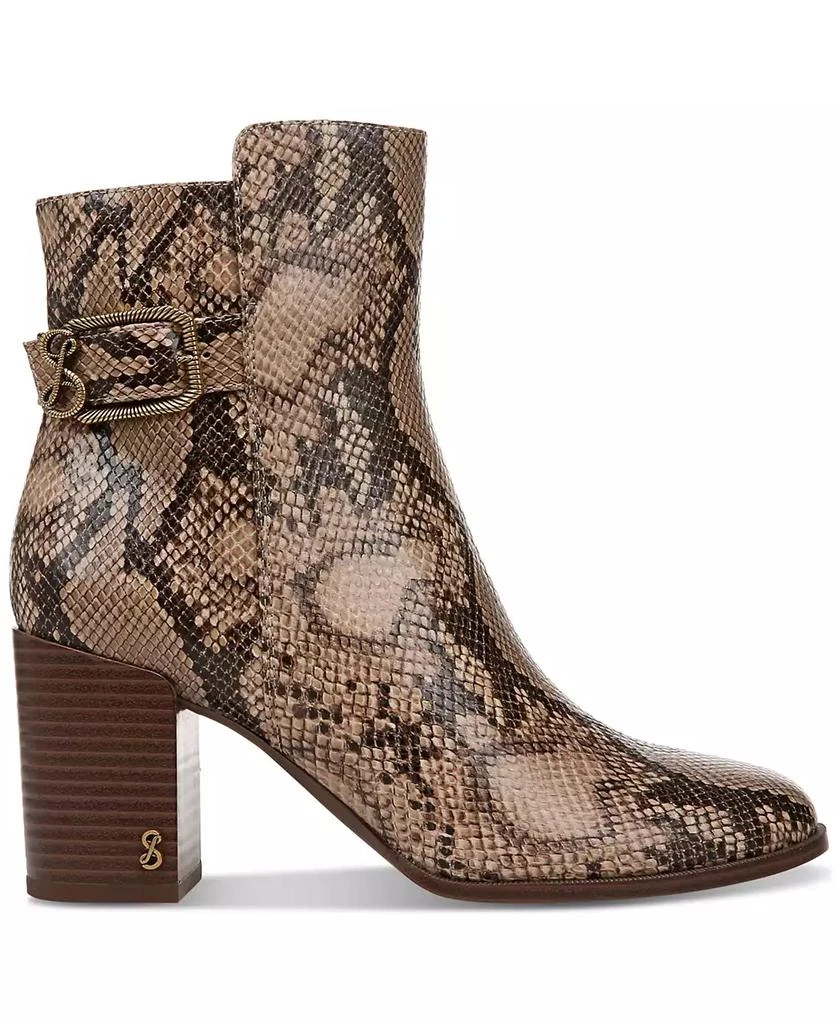 Sam and Libby Women's Jett Buckle Stacked Block Heel Dress Booties 2