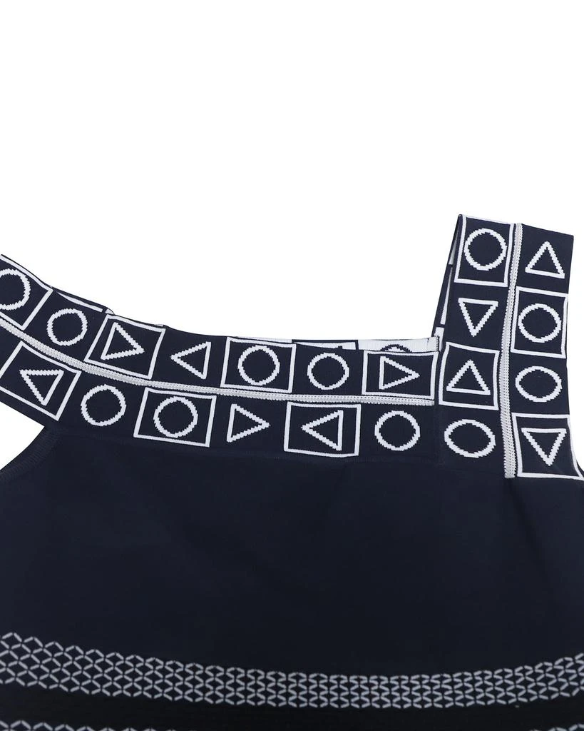 PETER PILOTTO Geometric Print Sleeveless Cropped Top in Navy Blue Viscose 6