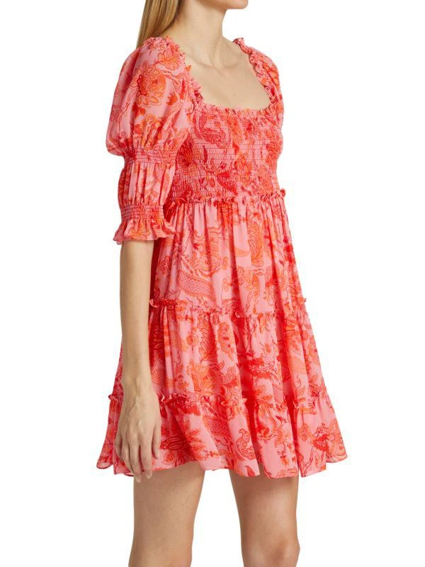 Cinq à Sept Jacky Puff-Sleeve Smocked Minidress 3