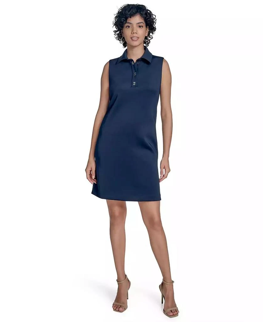 dark blue satin slip dress Shannon Boat Neck Sleeveless Mini Dress Light Blue main image 1