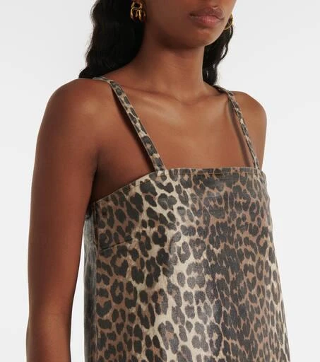 Ganni Leopard-print denim minidress 4