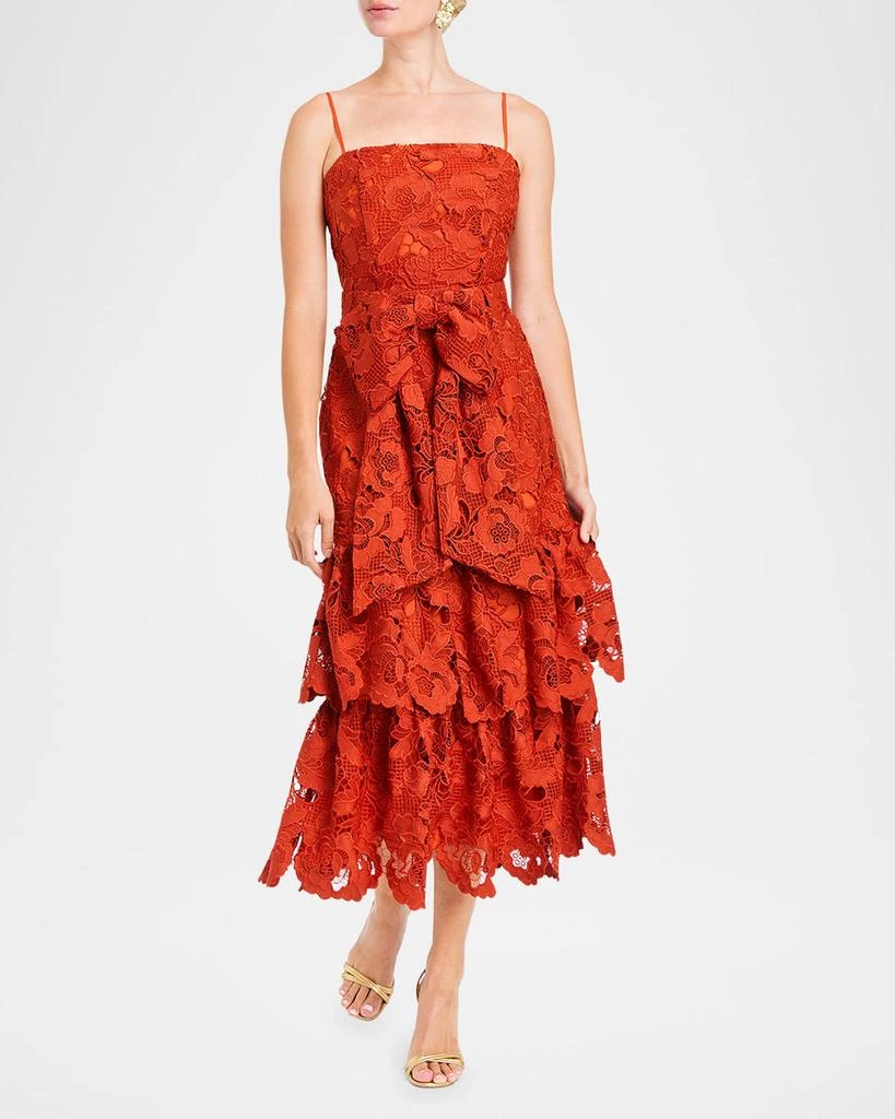 Mestiza New York Vanessa Ruffle Tiered Floral Lace Midi Dress 2