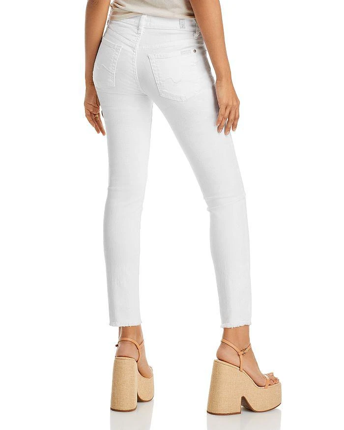 7 For All Mankind Roxanne Mid Rise Raw Hem Ankle Skinny Jeans in White Fashion 3