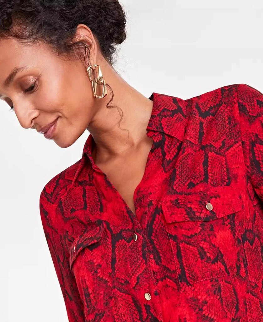 INC International Women's Printed Long-Sleeve Utility Blouse, Created for Macy's 3