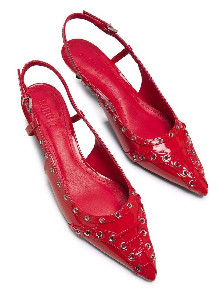 Schutz Ruth Mid 50MM Patent Leather Slingback Pumps 4