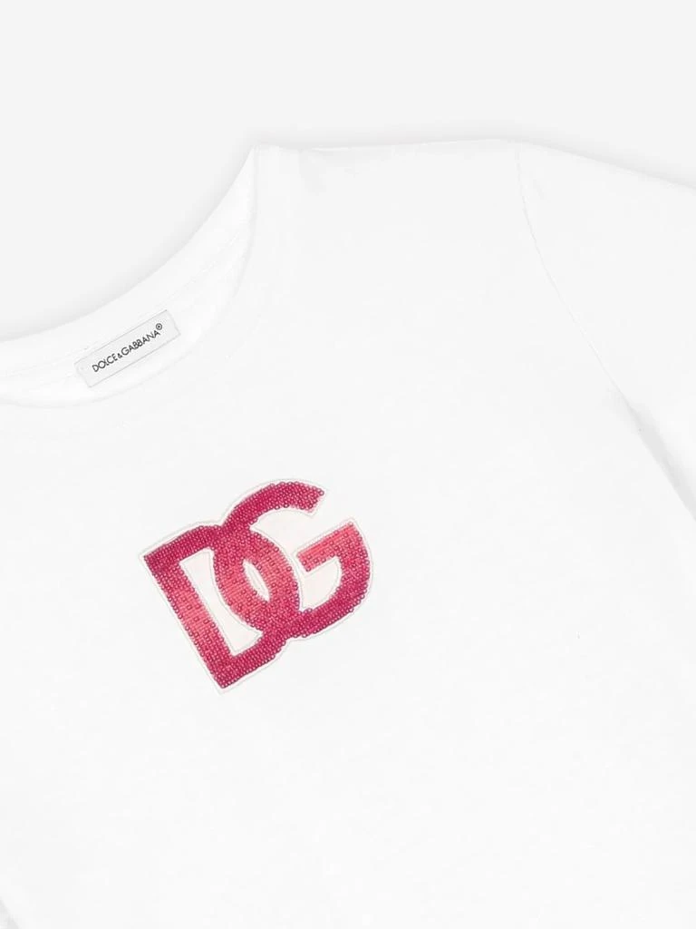 Dolce & Gabbana Dolce & Gabbana Girls Embroidered Logo T-Shirt in White 4