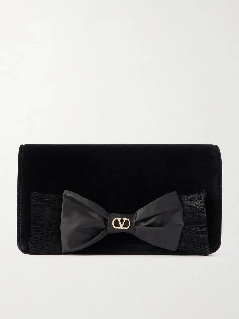 Valentino Vlogo Signature Mini Bow-detailed Velvet Shoulder Bag