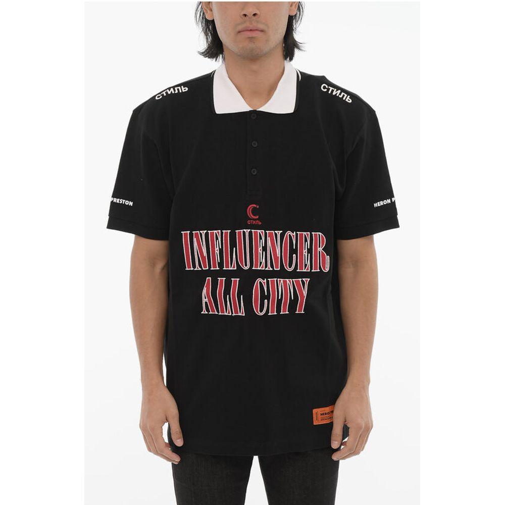 Heron Preston Pique Cotton INFLUENCER 3-Buttons Polo Shirt with Maxi Men's Embro
