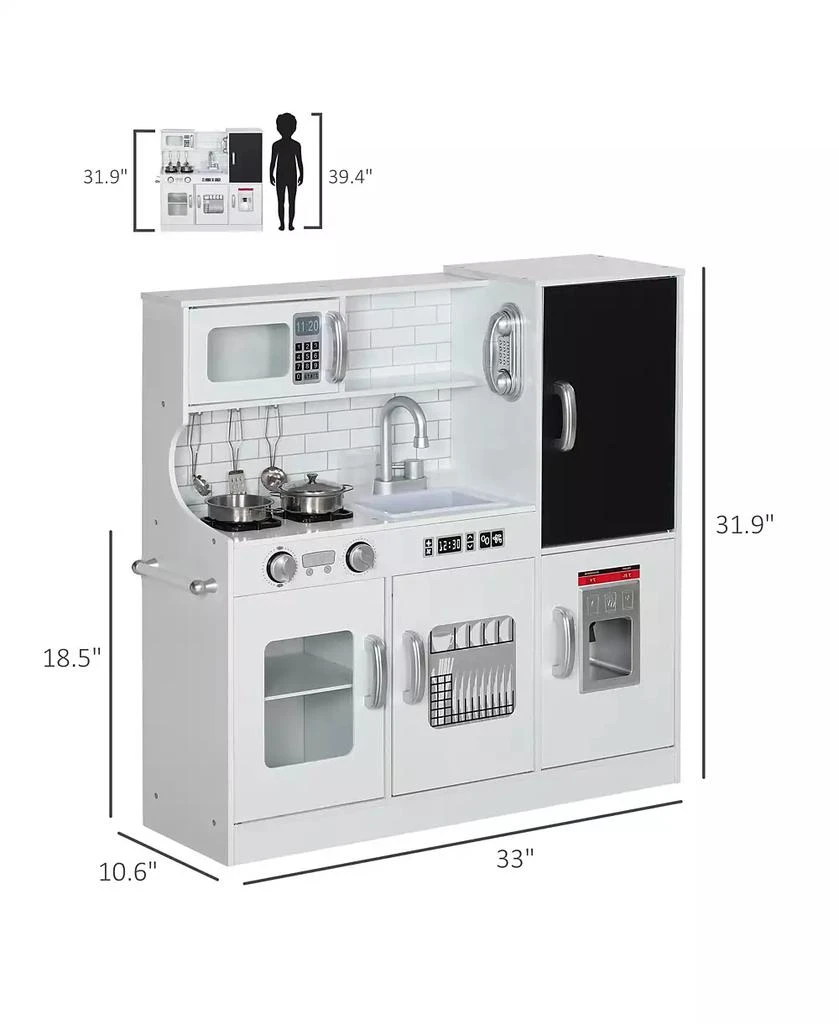 HONGGE Kids Pretend Play Kitchen with Chalkboard and Accessories 3