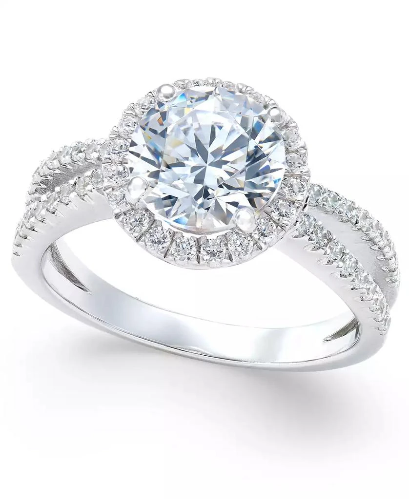 Arabella Cubic Zirconia Rounded Split Shank Ring in Sterling Silver, Created for Macy's 1