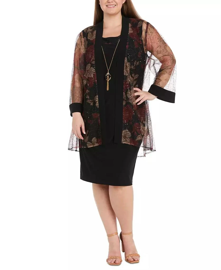 R & M Richards Plus Size Sheer Jacket & Knee-Length Dress 1