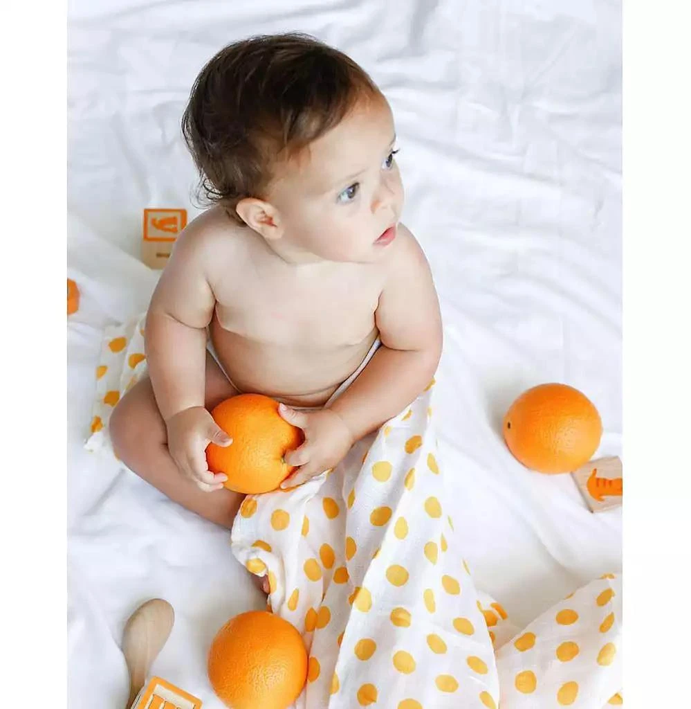 Malabar Baby Baby GOTS Certified Organic Cotton Muslin Swaddle, Saffron 2