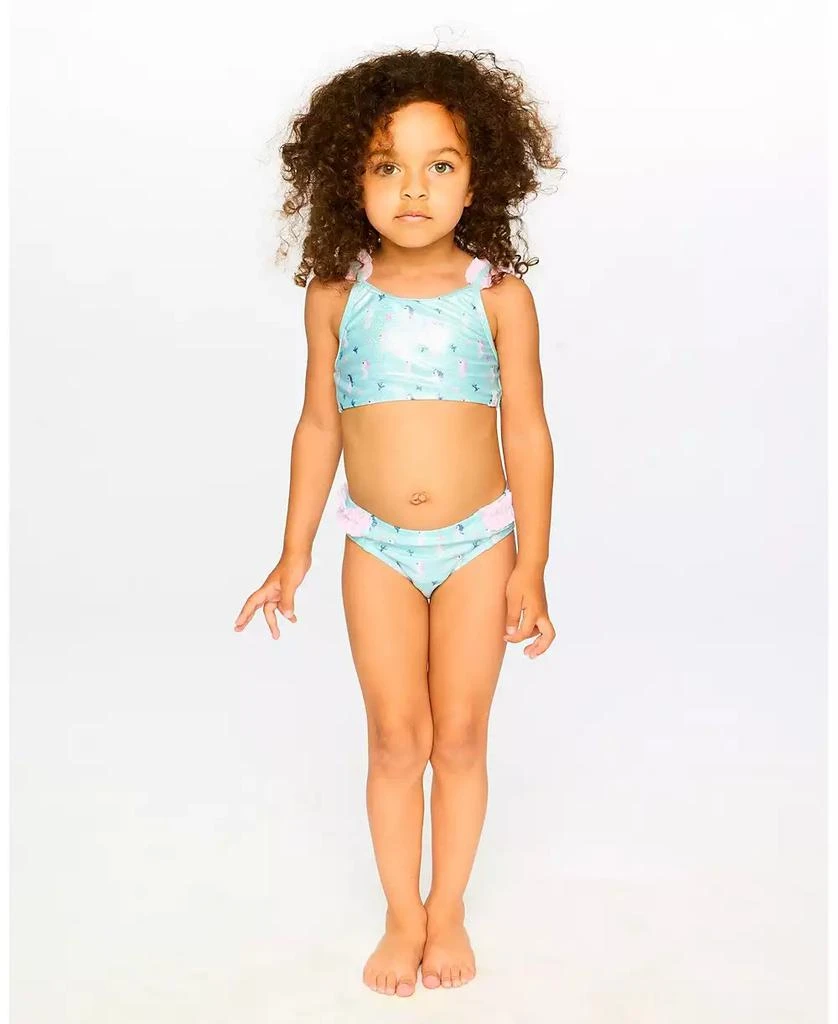 Deux par Deux Girls Two-Piece Swimsuit Blue Seahorse Print 3