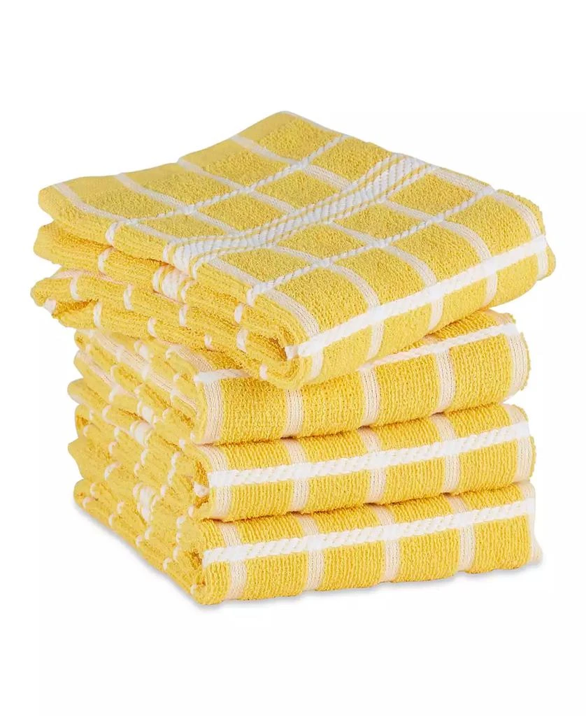 Design Imports Basic Terry Collection Windowpane Dishtowel Set, 16x26", Yellow Check, 4 Piece 4