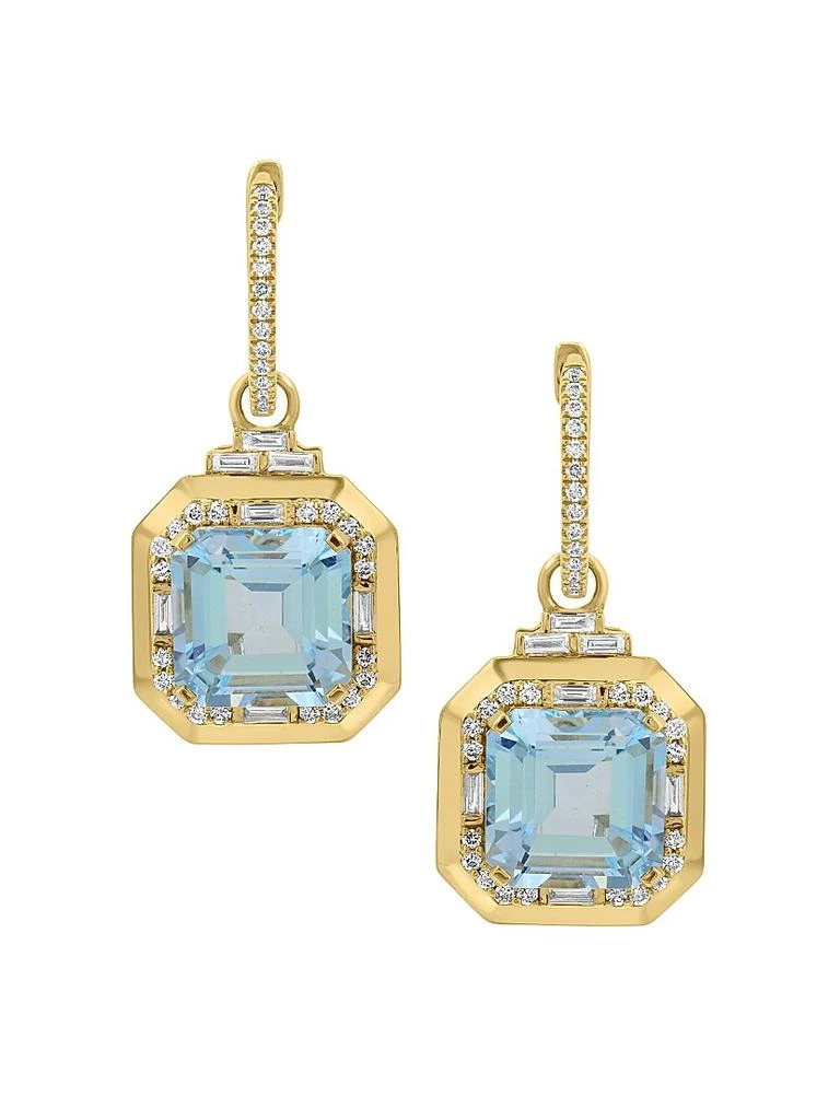 Saks Fifth Avenue Collection 14K Yellow Gold, Sky Blue Topaz 
0.50 TCW Diamond Drop Earrings
