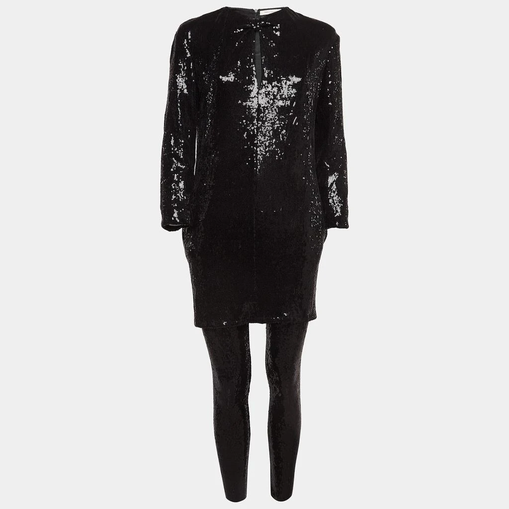 PIERRE BALMAIN Pierre Balmain Black Sequin Blouse and Pants Set L 1