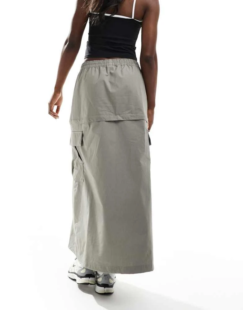 NIKE Nike Woven 2 n 1 maxi and mini skirt with zip detail in grey 3