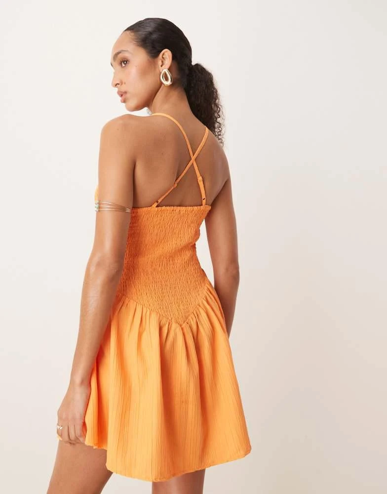 ASOS DESIGN scoop neck crinkle mini dress with cross back in papaya  On  Sale Now with Up to 10% Off | Discover Exclusive Deals & Savings at  BeyondStyle  Authentic ASOS