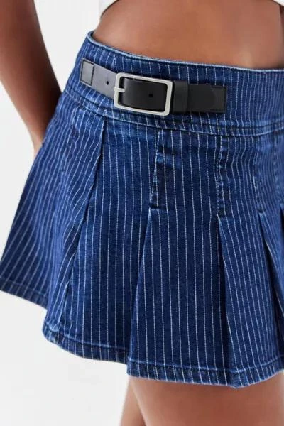 Urban Outfitters UO Pinstripe Denim Pleated Mini Skirt 2