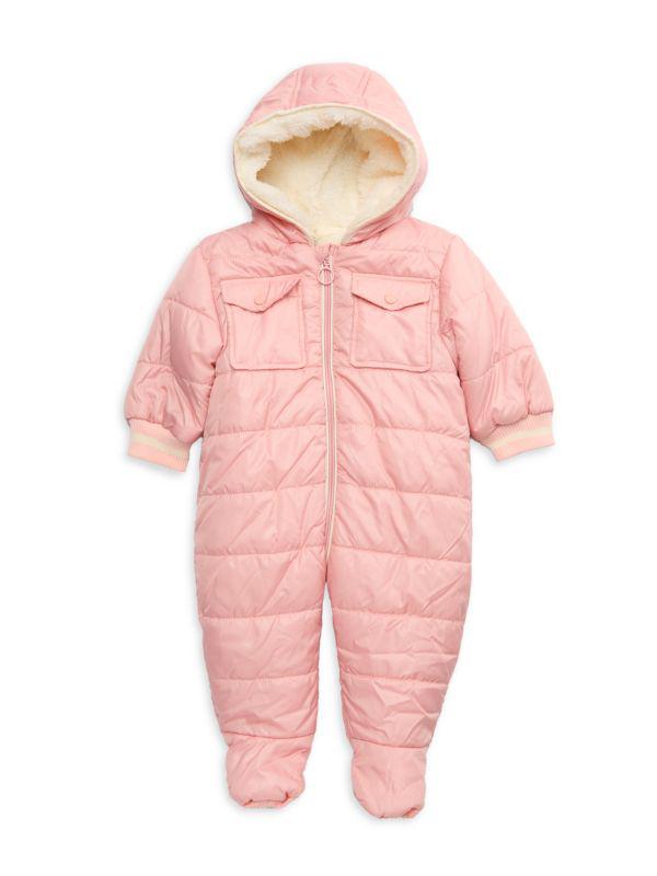 Urban Republic Baby Girl's Hooded Faux Shearling Lined Footie