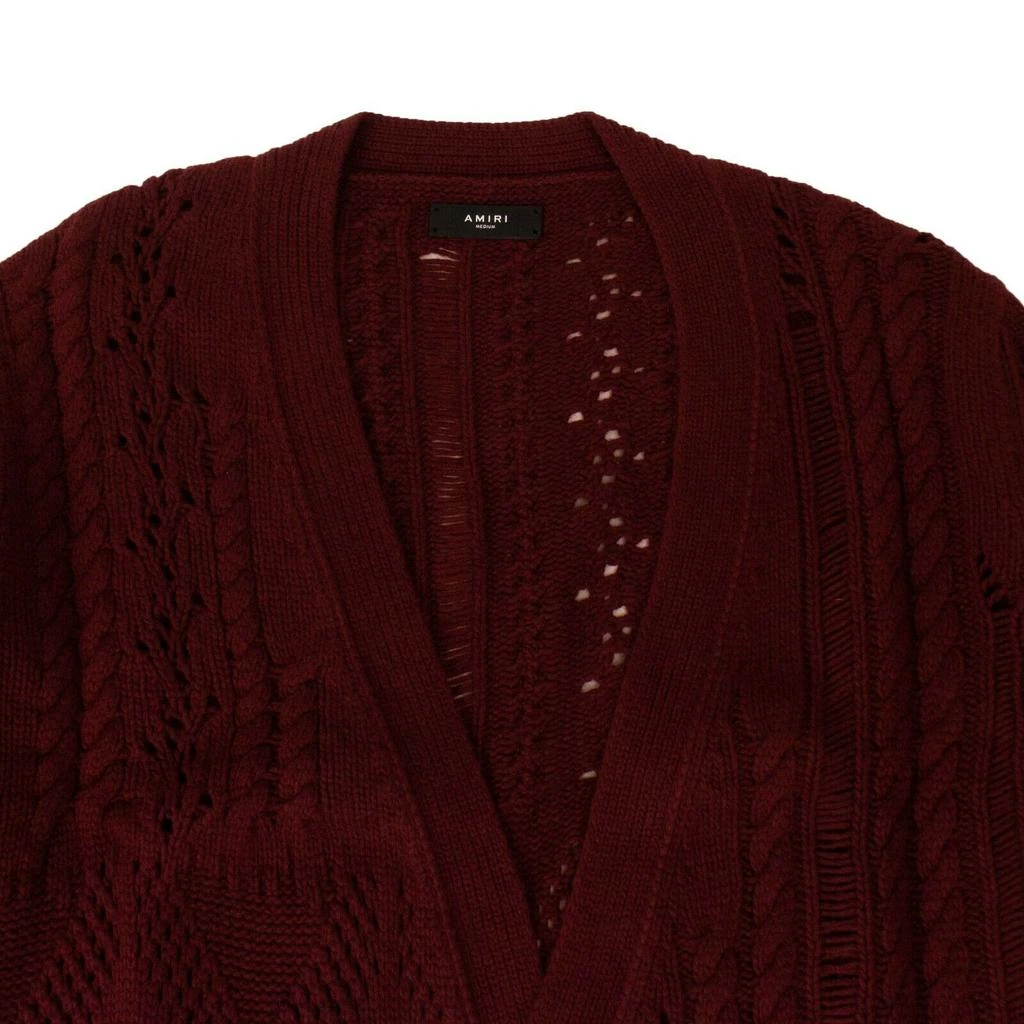 AMIRI Men's Burgundy Oversized Multipoint Cardigan Sweater 2