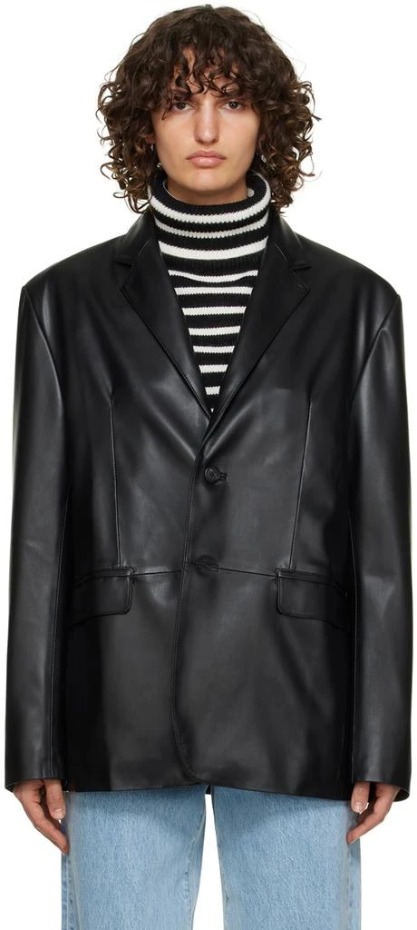 The Frankie Shop Black Olympia Faux-Leather Blazer 1