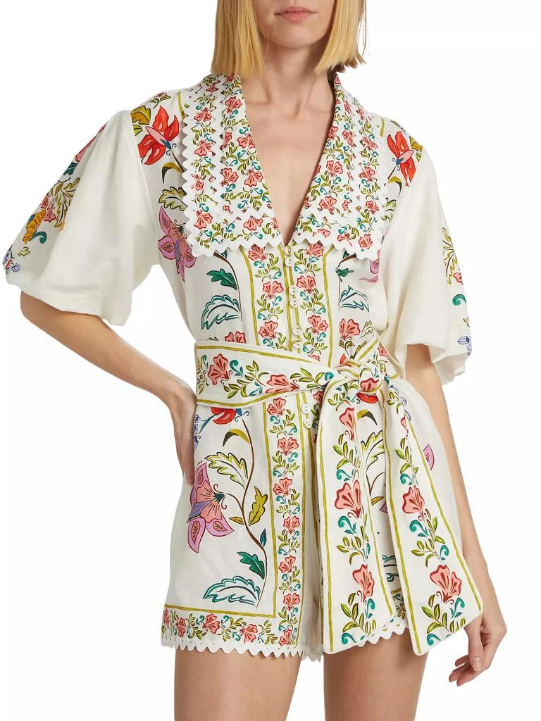 Farm Rio Floral Linen-Blend Romper 3