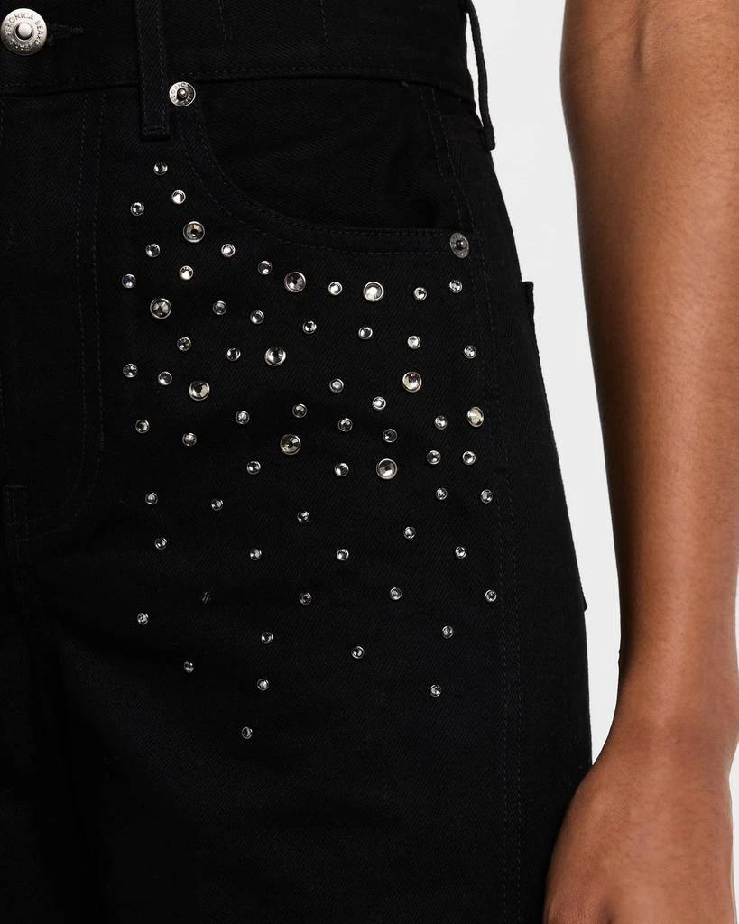 VERONICA BEARD Taylor Cropped High-Rise Wide Embellished Jeans 5
