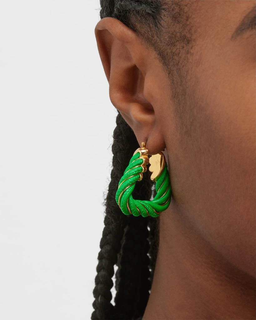 Bottega Veneta Leather Twist Triangle Hoop Earrings 2