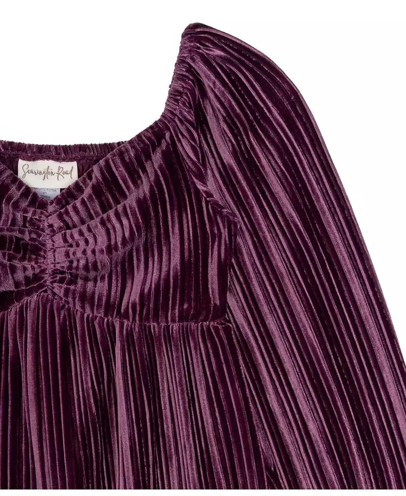 Rare Editions Big Girls Searington Road Pleated Velvet Baby Doll Dress 3