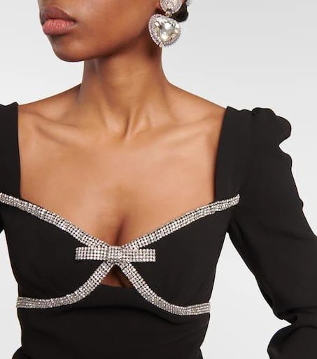 Self Portrait Bow embellished crêpe crop top 4