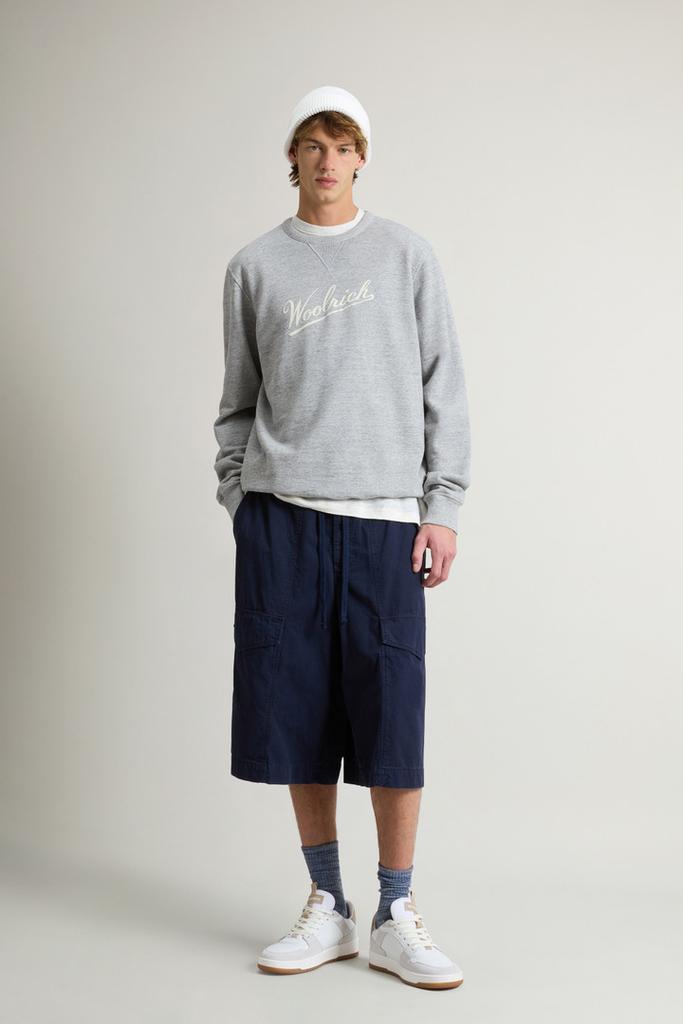 Woolrich Crewneck Sweatshirt in Pure Cotton Mouliné - Men - Gray