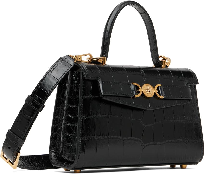 Versace Black Croc-Effect Medusa '95 Small Bag