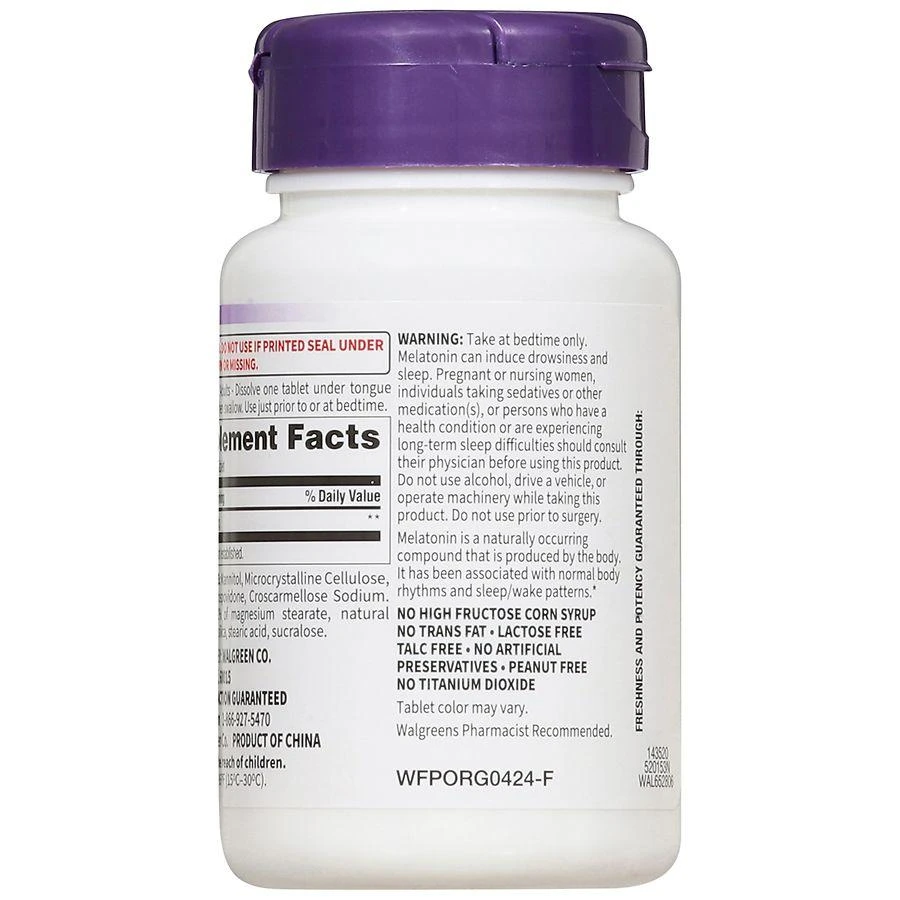 Walgreens Free & Pure Quick Dissolve Melatonin 12 mg Tablets Cherry 2