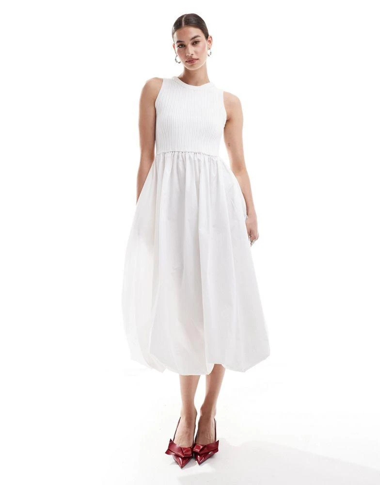 Urban Revivo Urban Revivo bubble hem midi dress in white 1