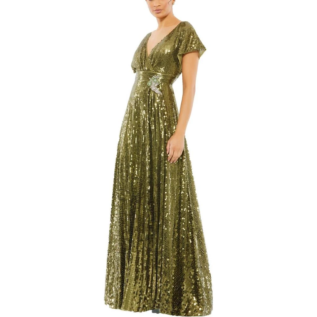 Mac Duggal Womens Sequined Maxi Evening Dress 1