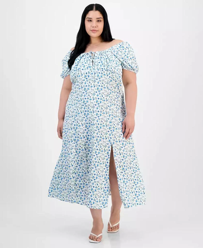 Absolutely Famous Trendy Plus Size Puffed-Sleeve Dress 1