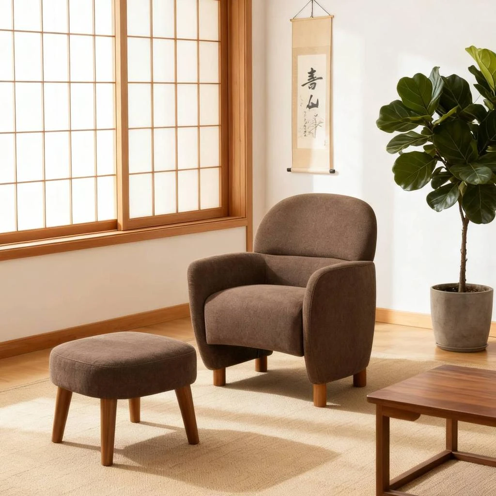 Streamdale Furniture Streamdale Modern Lazy Chair with Footrest Ottoman 5