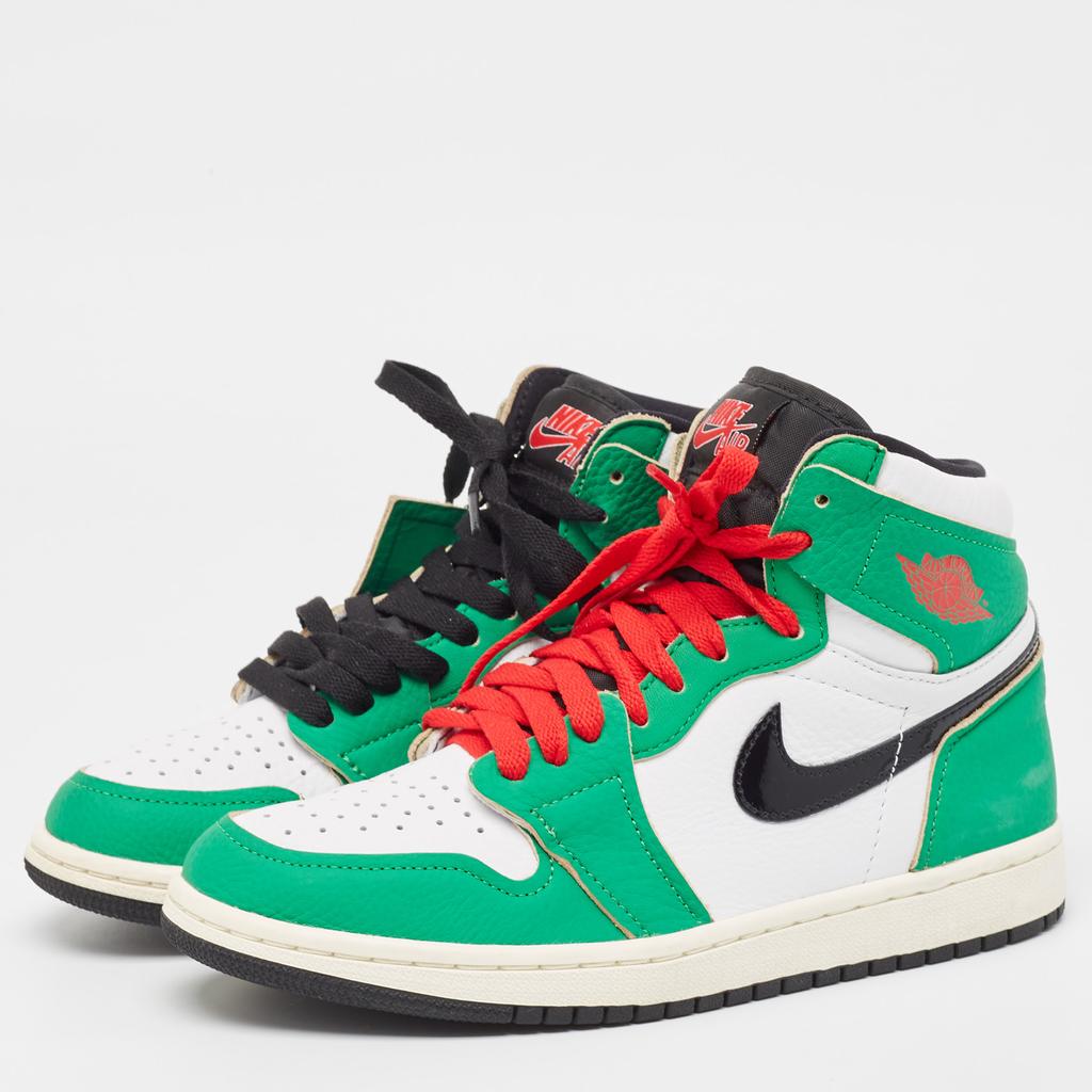 Air Jordans Air Jordans Green/White Leather Air Jordan 1 Lucky Green Sneakers Size 37.5
