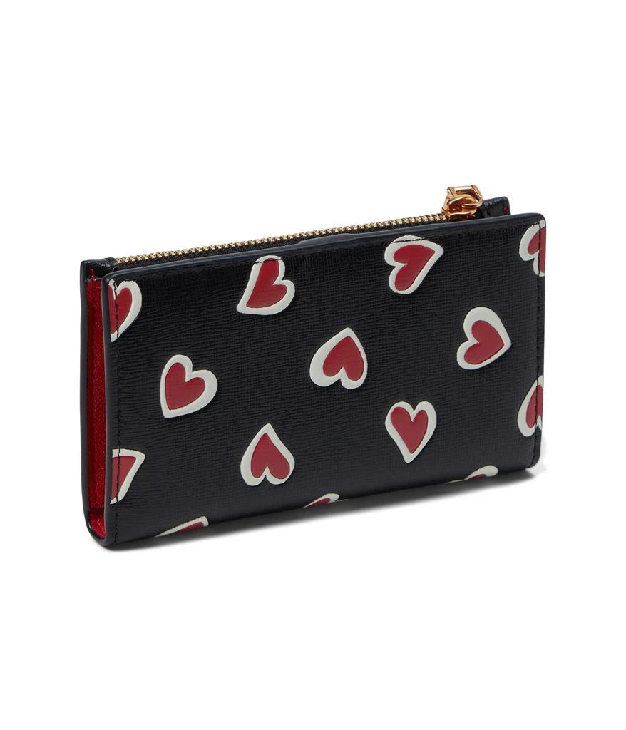 Kate Spade New York Morgan Stencil Hearts Embossed Printed Saffiano Leather Small Slim Bifold Wallet 2