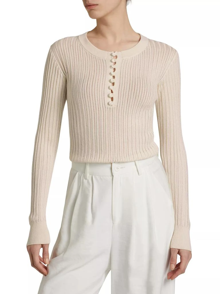 ADAM LIPPES Parker Pointelle Silk-Blend Henley 3
