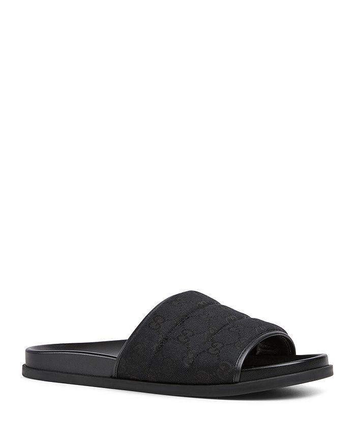 サンダル Gucci Rhein Gg Mules GUCCI Rhein Horsebit Leather-Trimmed Canvas-Jacquard Mules