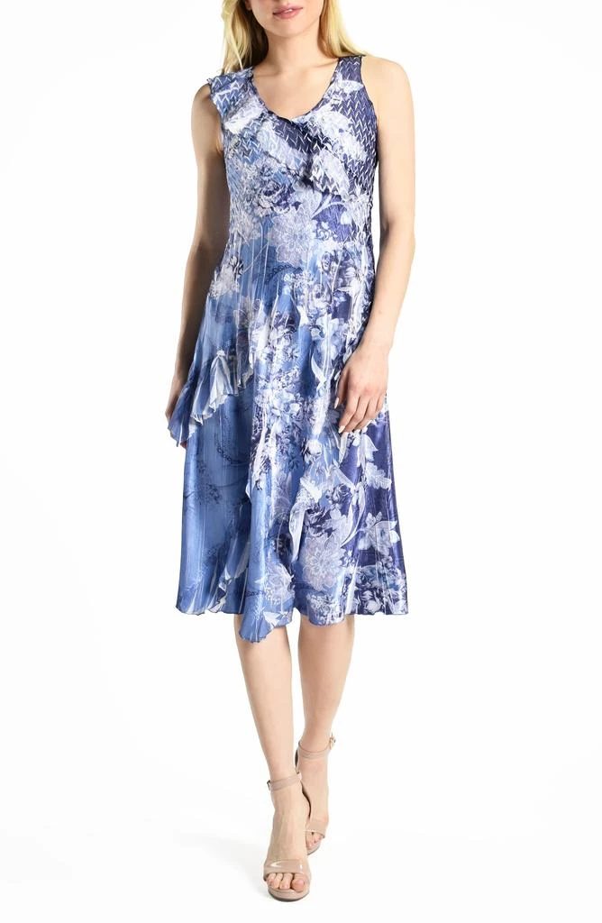 Komarov Floral Charmeuse & Chiffon Dress 1