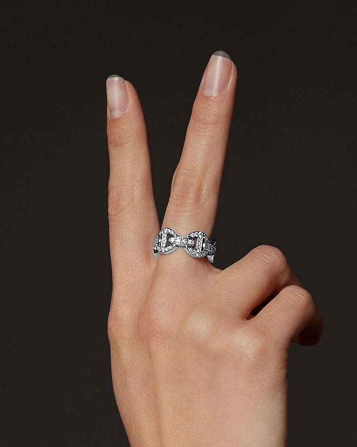 Hoorsenbuhs 18K White Gold Dame Classic Diamond Tri Link Antiquated Ring 1