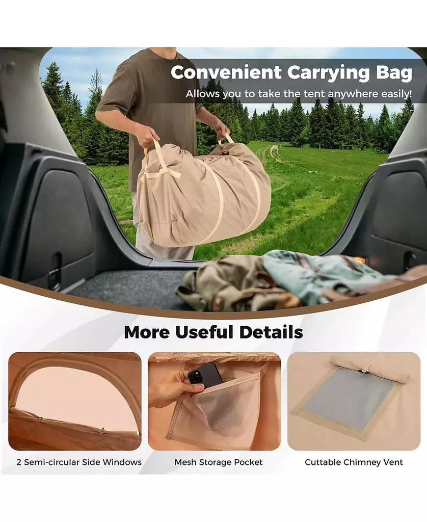 Costway 4-6 People Inflatable Tent with 4 Mesh Screen Windows 2 Doors Skylight Carrying Bag 9