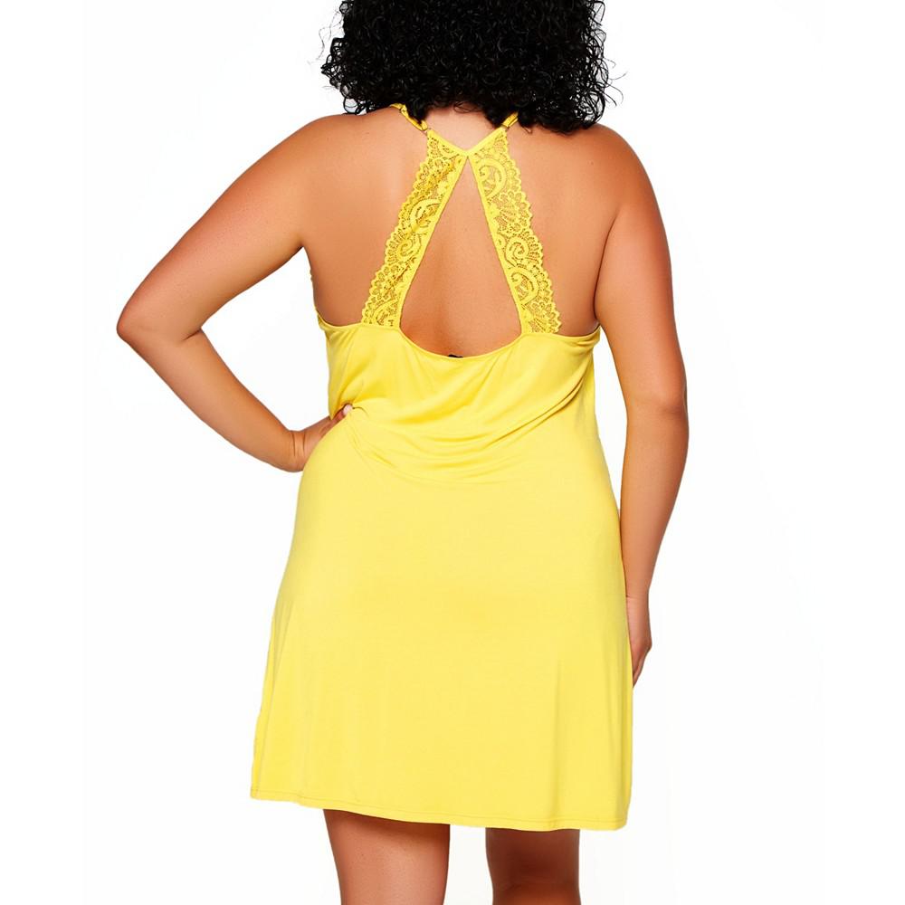 iCollection Zennie Plus Size Modal and Lace Chemise Lingerie