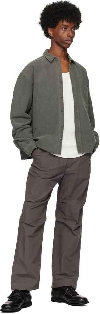 John Elliott Gray Solid Hemi Oversized Shirt 4